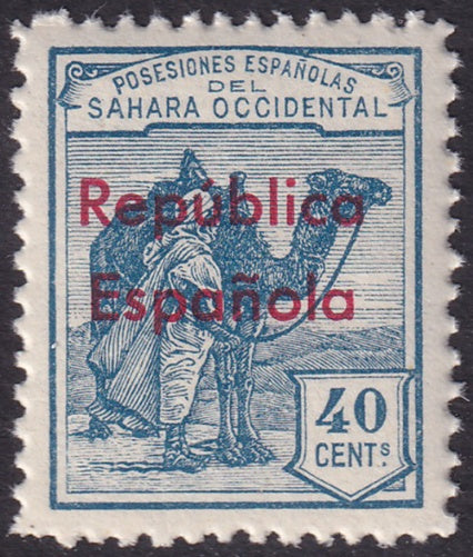 Spanish Sahara 1932 Sc 30 MNH** horizontal overprint variety