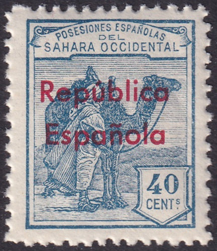 Spanish Sahara 1932 Sc 30 MNH** horizontal overprint variety