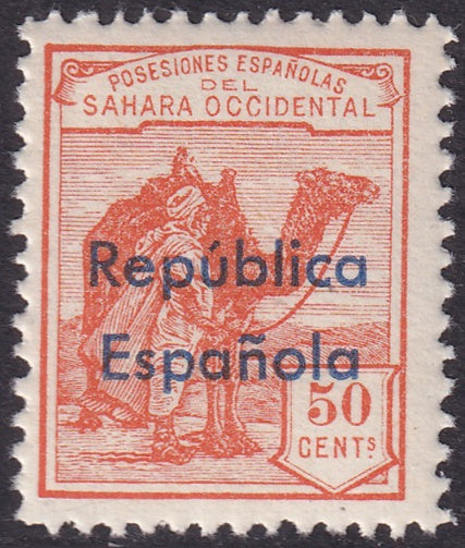 Spanish Sahara 1932 Sc 31 MNH** horizontal overprint variety