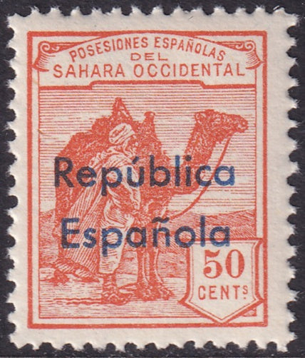 Spanish Sahara 1932 Sc 31 MNH** horizontal overprint variety