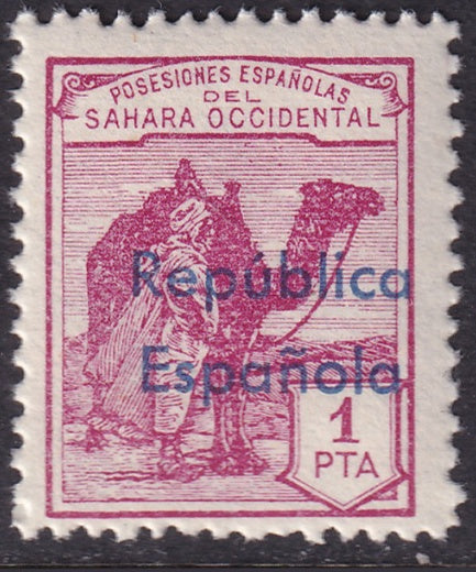 Spanish Sahara 1932 Sc 33 MNH** horizontal overprint variety