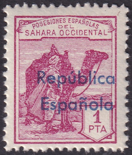 Spanish Sahara 1932 Sc 33 MNH** horizontal overprint variety