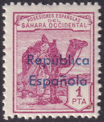 Spanish Sahara 1932 Sc 33 MNH** horizontal overprint variety