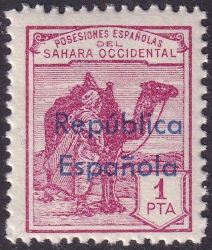 Spanish Sahara 1932 Sc 33 MNH** horizontal overprint variety