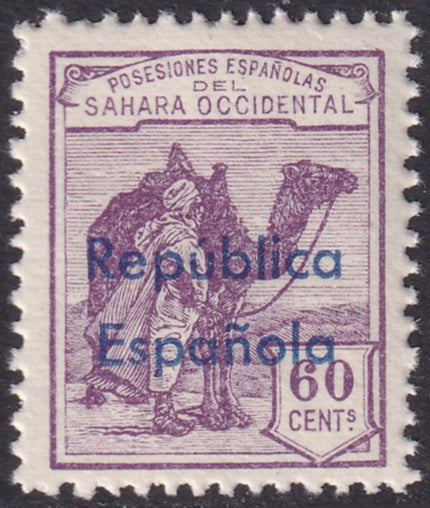 Spanish Sahara 1932 Sc 32 MNH** horizontal overprint variety