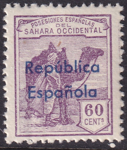 Spanish Sahara 1932 Sc 32 MNH** horizontal overprint variety