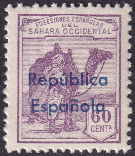 Spanish Sahara 1932 Sc 32 MNH** horizontal overprint variety