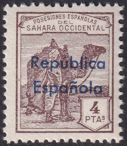 Spanish Sahara 1932 Sc 34 MNH** horizontal overprint variety