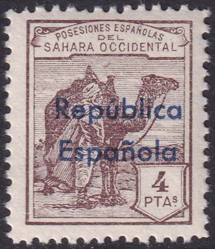 Spanish Sahara 1932 Sc 34 MNH** horizontal overprint variety