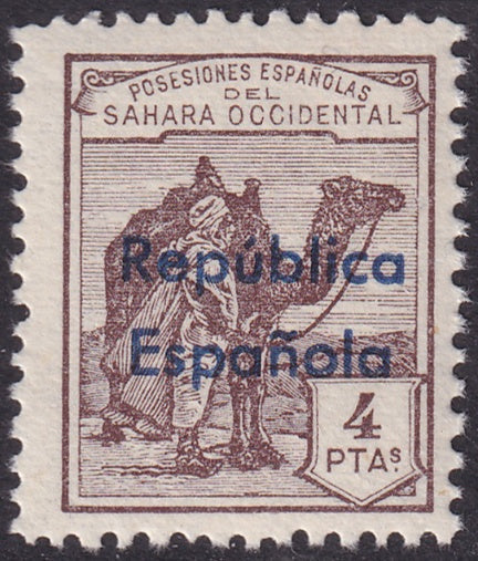 Spanish Sahara 1932 Sc 34 MNH** horizontal overprint variety