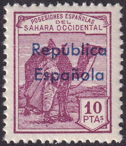 Spanish Sahara 1932 Sc 35 MNH** horizontal overprint variety