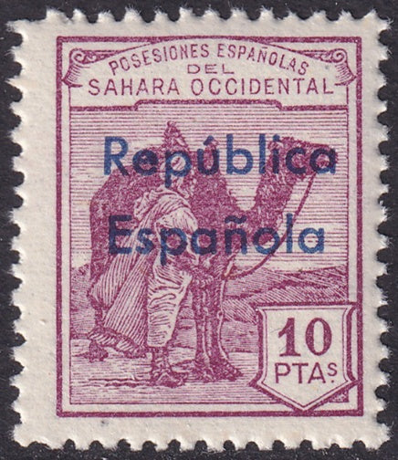 Spanish Sahara 1932 Sc 35 MNH** horizontal overprint variety