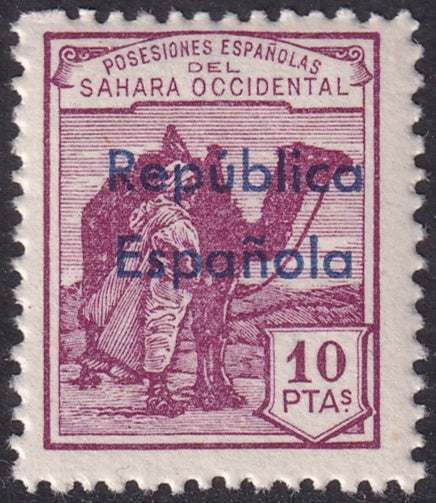 Spanish Sahara 1932 Sc 35 MNH** horizontal overprint variety