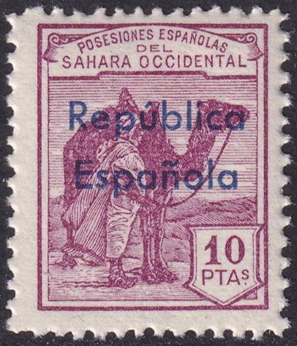 Spanish Sahara 1932 Sc 35 MNH** horizontal overprint variety