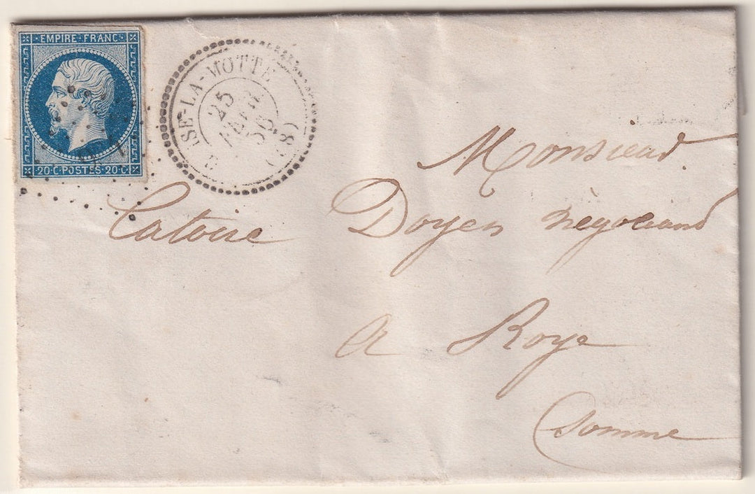 France 1856 Sc 15 folded letter Cuise-la-Motte to Roye (Somme) with "984" PC cancel