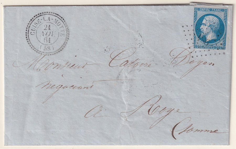France 1864 Sc 15d folded letter Cuise-la Notte to Roye with "984" PC cancel