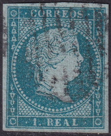 Spain 1855 Sc 38 used grill (parrilla) cancel