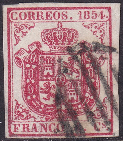 Spain 1854 Sc 25a used grill (parrilla) cancel
