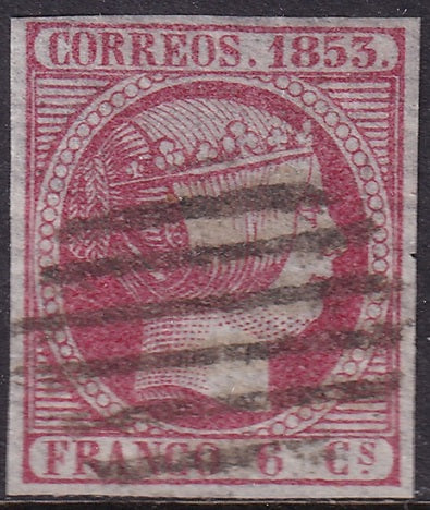 Spain 1853 Sc 19 used open grill (parrilla abierta) cancel