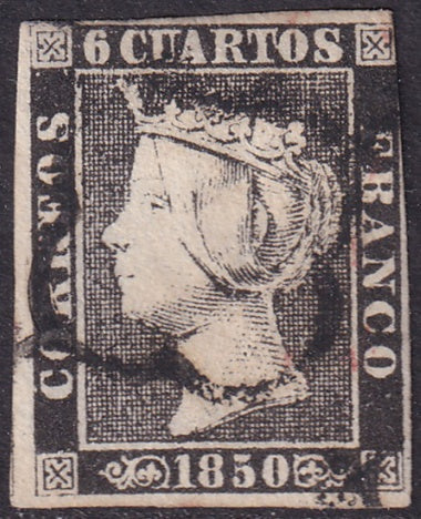 Spain 1850 Sc 1a used spider (araña) cancel type II position 18