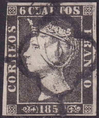 Spain 1850 Sc 1 used spider (araña) cancel type II position 22