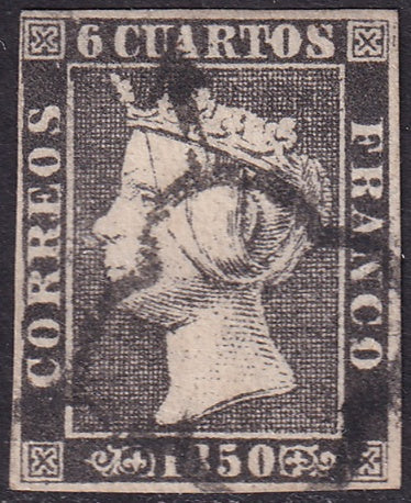 Spain 1850 Sc 1a used spider (araña) cancel type II position 22