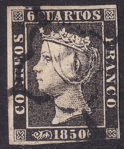 Spain 1850 Sc 1d used spider (araña) cancel type II