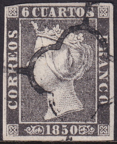 Spain 1850 Sc 1a used spider (araña) cancel type II