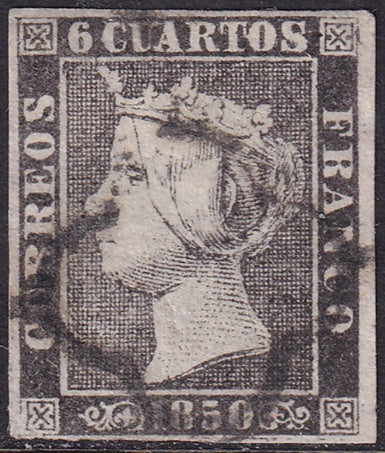 Spain 1850 Sc 1 used spider (araña) cancel type II