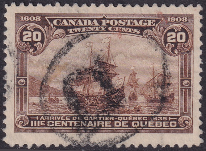 Canada 1908 Sc 103 used "R" (registered) in oval cancel