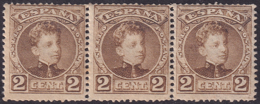 Spain 1901 Sc 272 strip of 3 MNH**