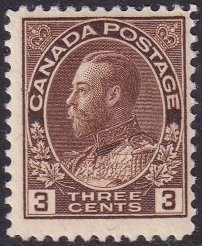 Canada 1918 Sc 108 MLH* brown wet printing