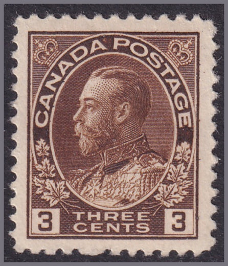 Canada 1918 Sc 108 MH* brown wet printing