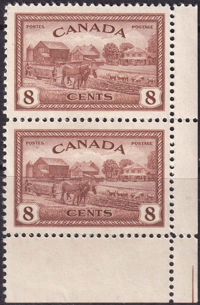 Canada 1946 Sc 268 lower right corner pair MNH**
