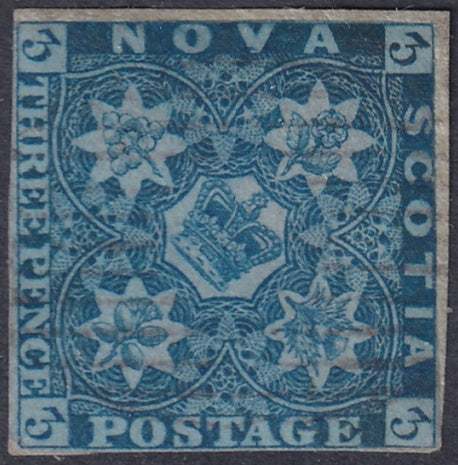 Nova Scotia 1851 Sc 3 used faulty repaired margins