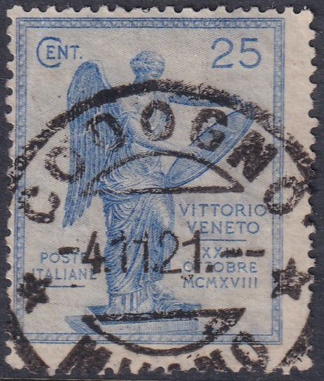 Italy 1921 Sc 139a used offset on back variety