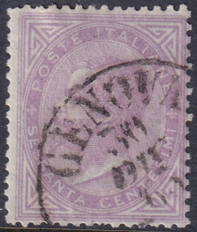 Italy 1863 Sc 32 used Genova cancel De La Rue printing