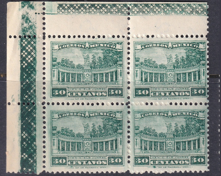Mexico 1923 Sc 646 upper left plate block MNH**