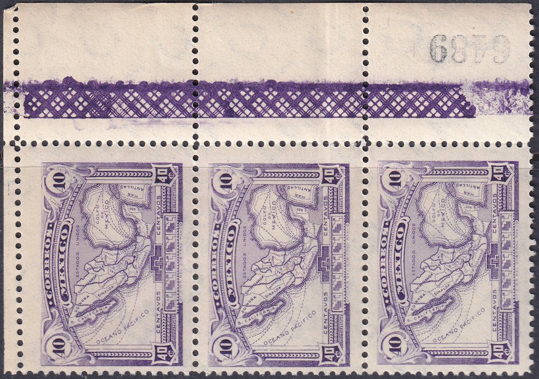 Mexico 1923 Sc 647 upper right corner strip MNH**
