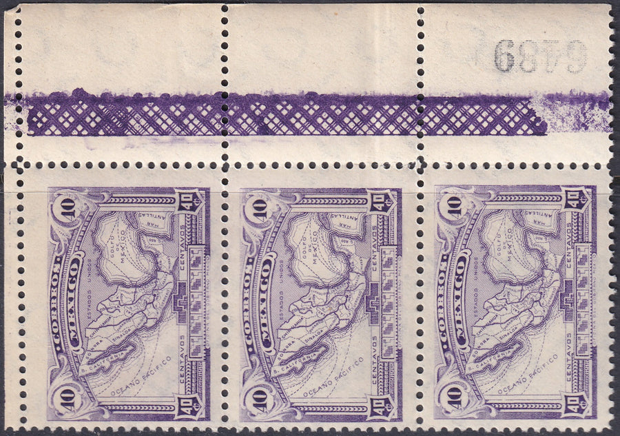 Mexico 1923 Sc 647 upper right corner strip MNH**