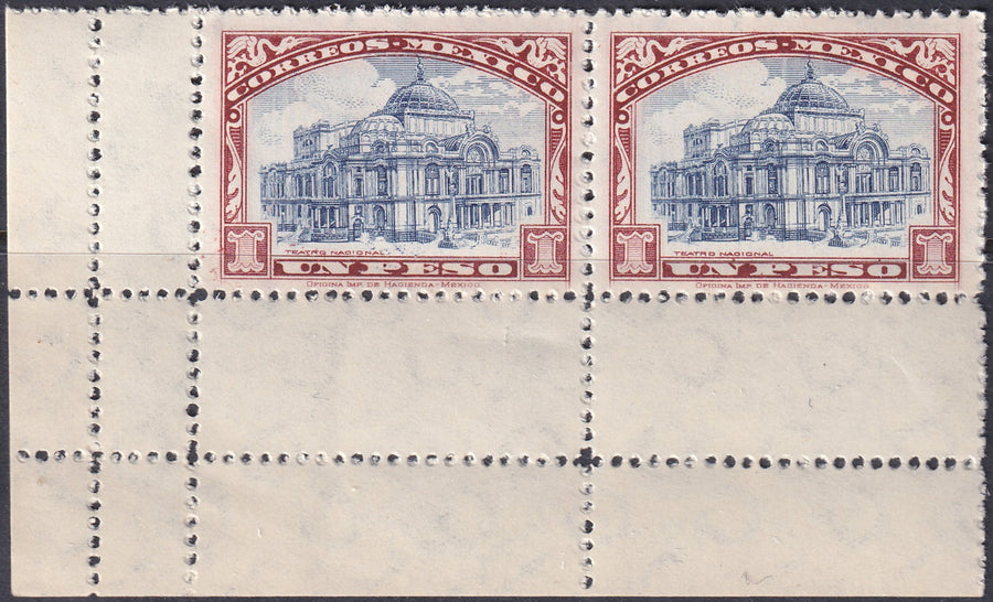 Mexico 1923 Sc 649 lower left corner pair MNH**