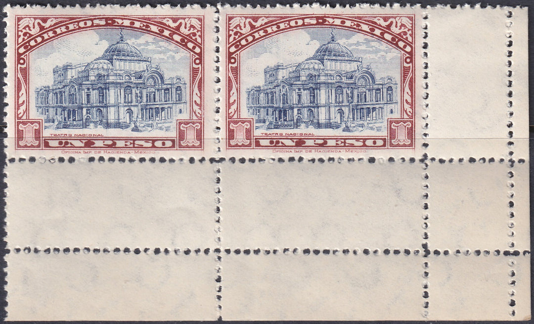 Mexico 1923 Sc 649 lower right corner pair MNH**