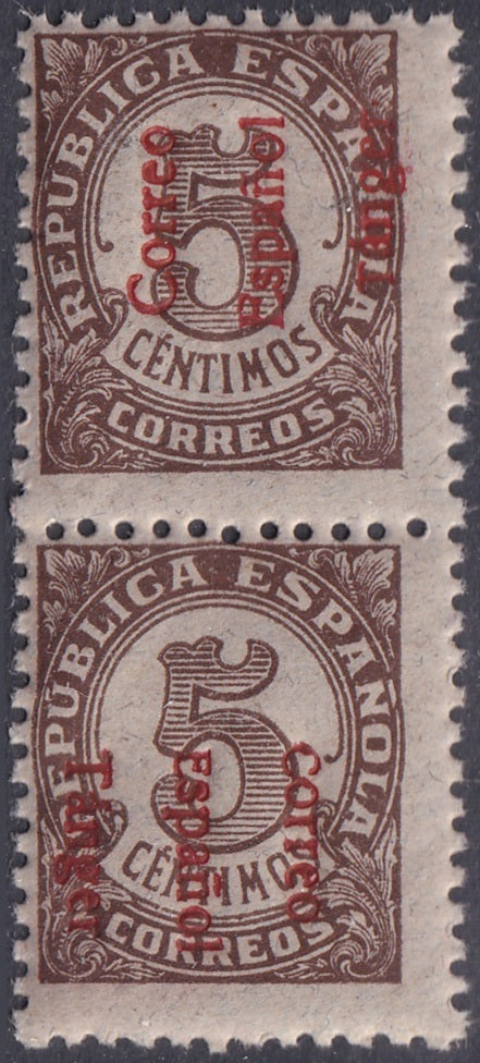 Spanish Tangier 1938 Ed 96hvhi pair MNH** inverted overprint variety