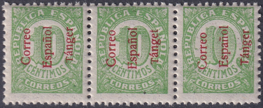 Spanish Tangier 1938 Ed 97hea strip MNH** "Tánget" overprint variety