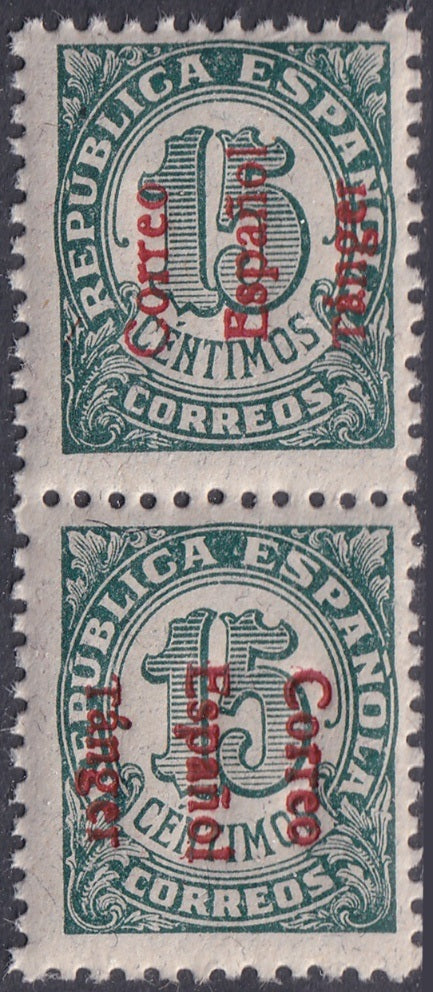 Spanish Tangier 1938 Ed 98hvhi pair MNH** inverted overprint variety