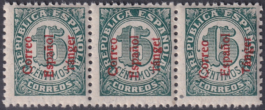 Spanish Tangier 1938 Ed 98hea strip MNH** "Tánget" overprint variety