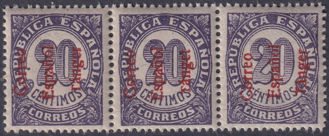 Spanish Tangier 1938 Ed 99hea strip MNH** "Tánget" overprint variety