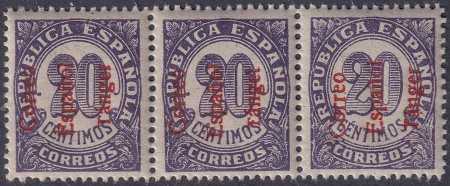 Spanish Tangier 1938 Ed 99hea strip MNH** "Tánget" overprint variety