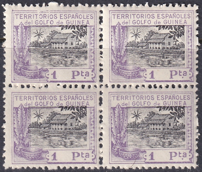 Spanish Guinea 1924 Sc 206 block MNH**