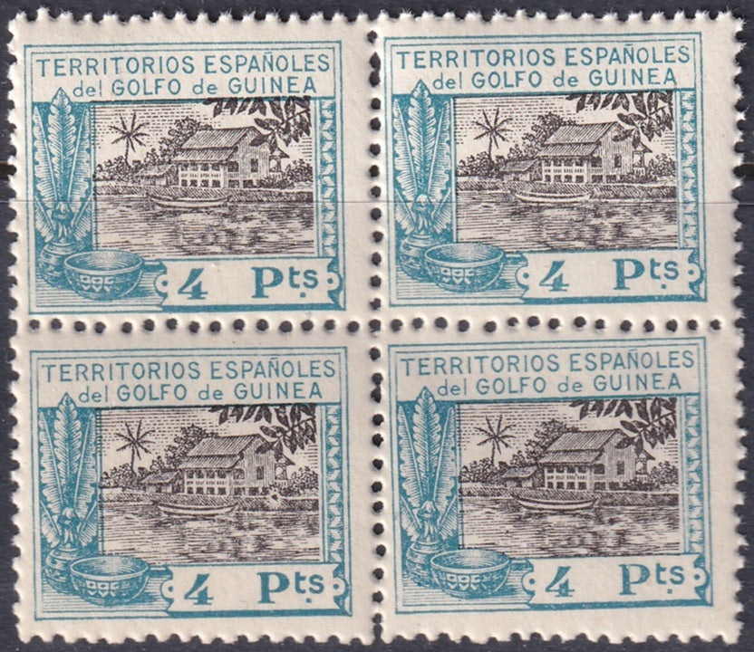 Spanish Guinea 1924 Sc 207 block MNH**